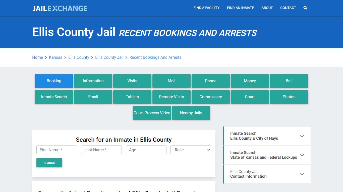 Ellis County Jail KS Recent Arrests and Bookings - Jail Exchange