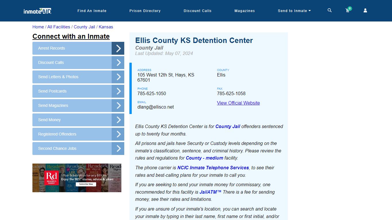 Ellis County KS Detention Center - Inmate Locator