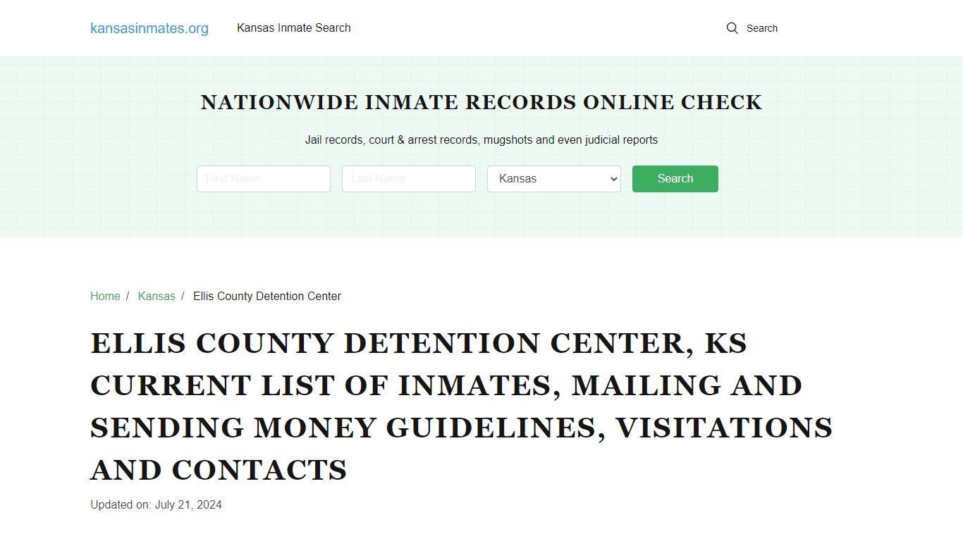 Ellis County Detention Center, KS: Offender Locator, Visitation ...